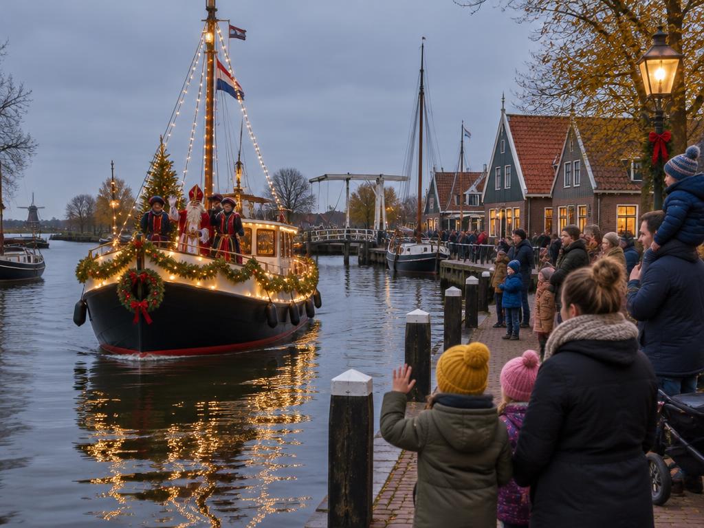 Sinterklaasintocht per boot in Vries